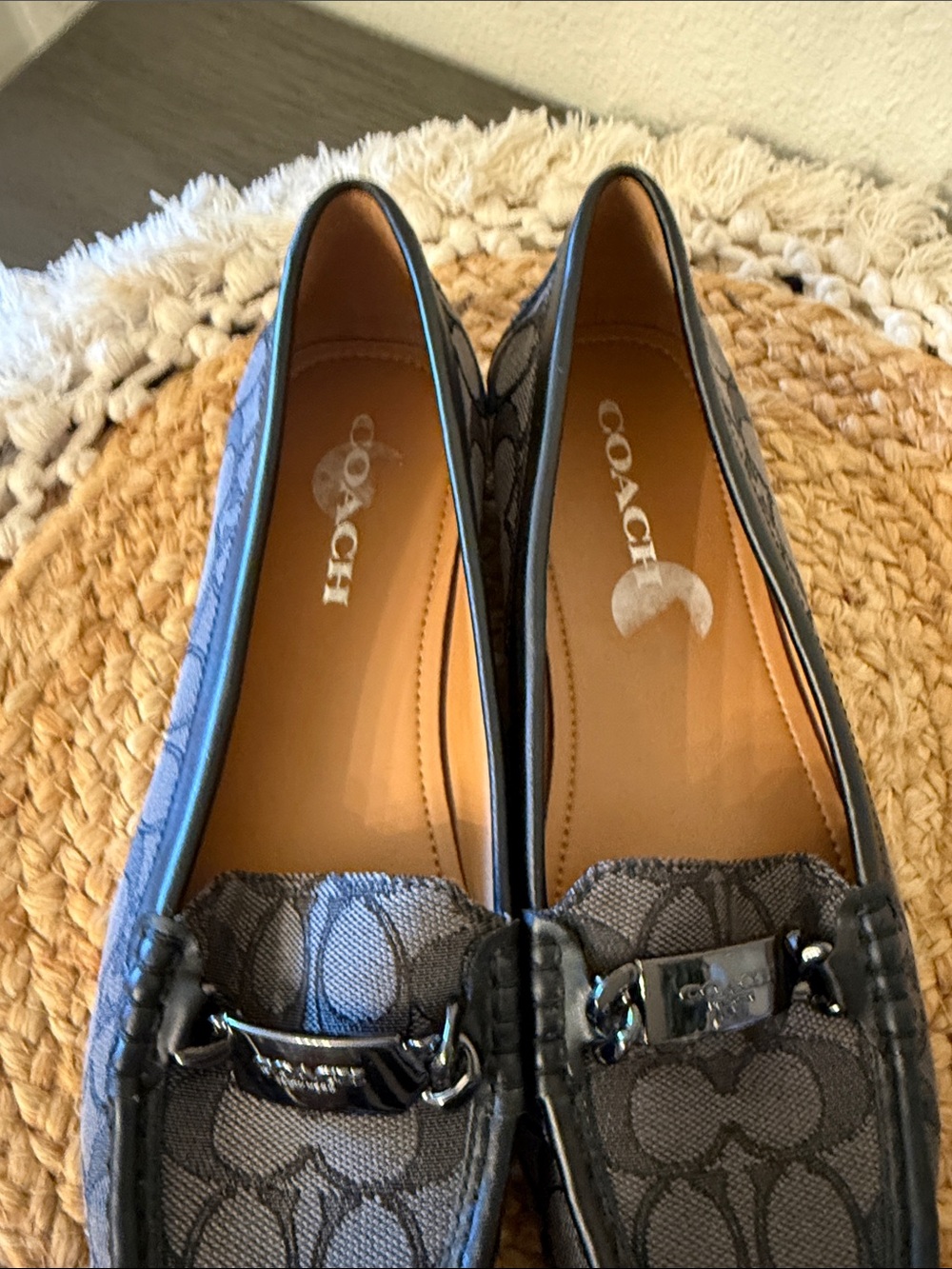 Coach Signature Jacquard Loafers Black Grey Monogram Moccasins Shoes 8.5 - Picture 8 of 17